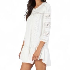 Love Shack Fancy Toleda 100% Cotton Lace Crochet True White Dress Size‎ XL
